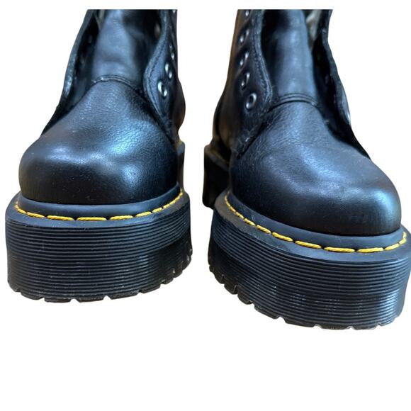 Dr. Martens Women's Jadon Boot Black Leather Faux Fur Lined Platforms Size 6 - Picture 8 of 9